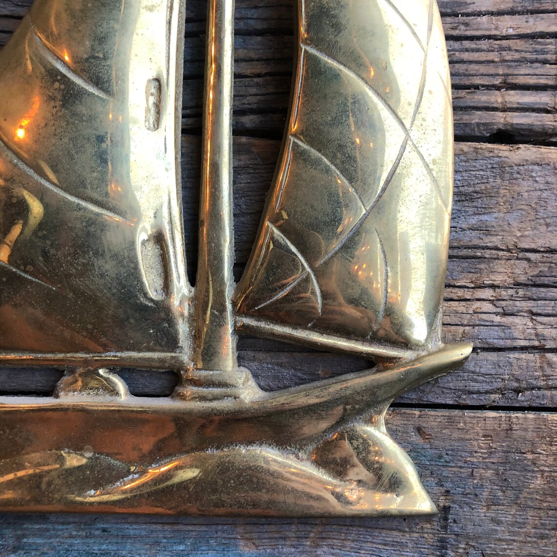 Mid Century Brass Sailboat Wall Decor Brass Nautical Home | Etsy