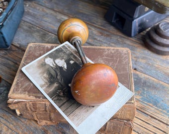 Antique Brass Doorknob Set | Aged Patina | Salvaged Door Knobs with Spindle