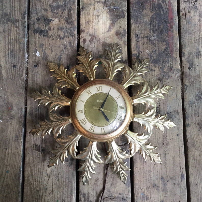Vintage starburst electric wall clock / United electric wall Etsy