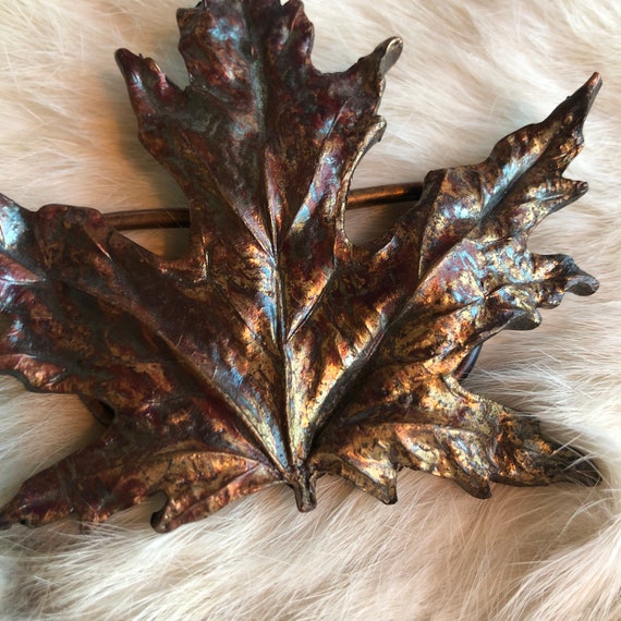 Brass Maple Leaf Belt Buckle , Bergamot Brass , V… - image 3