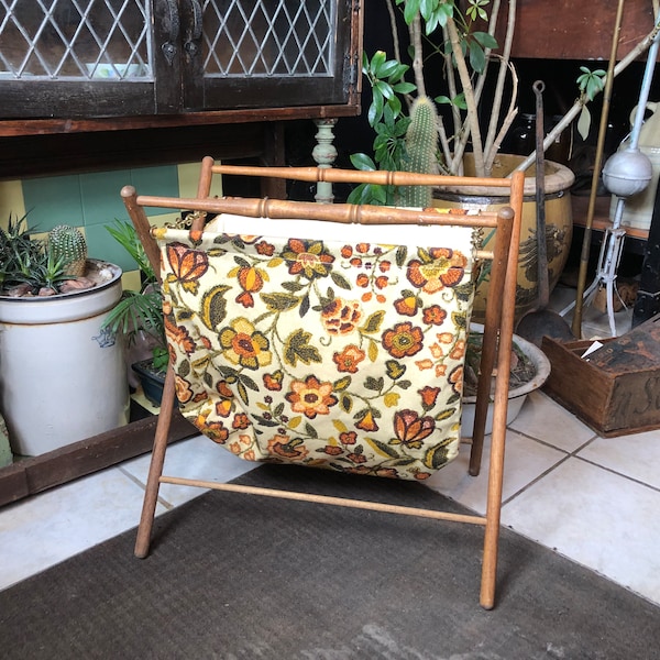 Mid Century Folding Fabric Magazine Holder , Creative Storage , Folding Small Hamper , Magazine Rack