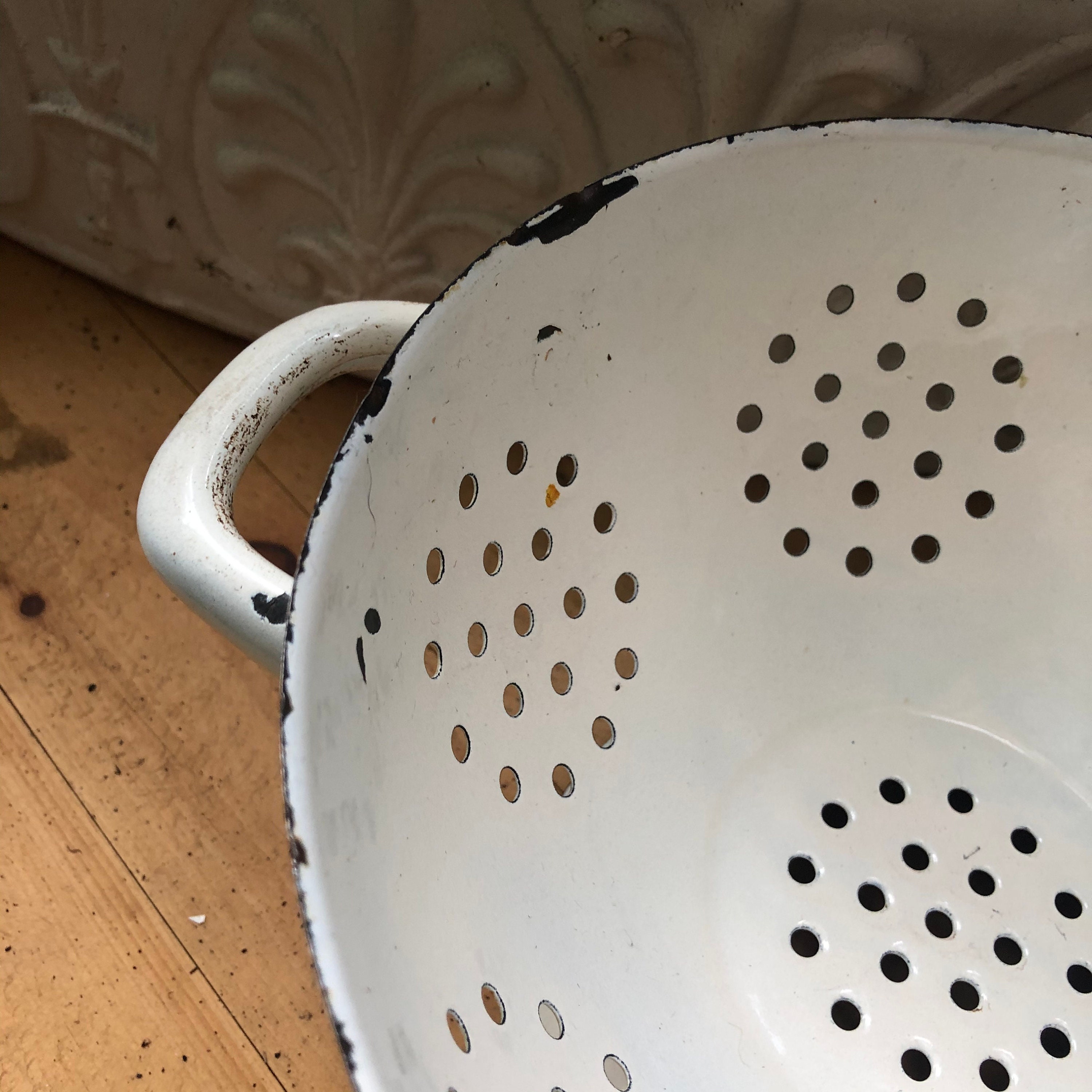 Enamel Colander White Enamel Colander White Enamelware Etsy