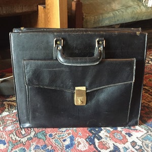 Porte-documents en cuir noir italien, bagage en cuir, sacoche en cuir noir, porte-documents de bureau