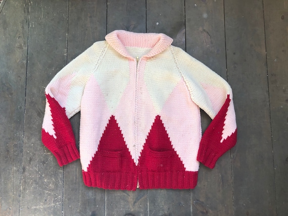 Vintage Hand Knit Sweater || Pink Knit Sweater ||