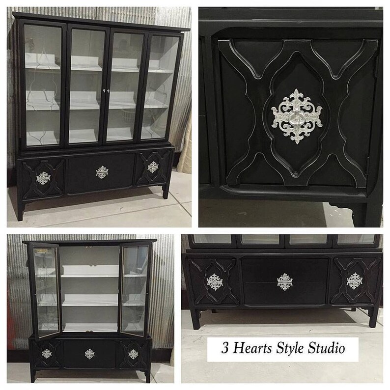 Black Collection Hutch Dresser Buffet Credenza Painted Etsy