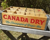 Vintage Canada Dry Beverages Wooden Crate, Man Cave, Rustic Home Decor, Garage, Antique Box, Retail Display, Photo Prop, Shadow Box, Set Dec