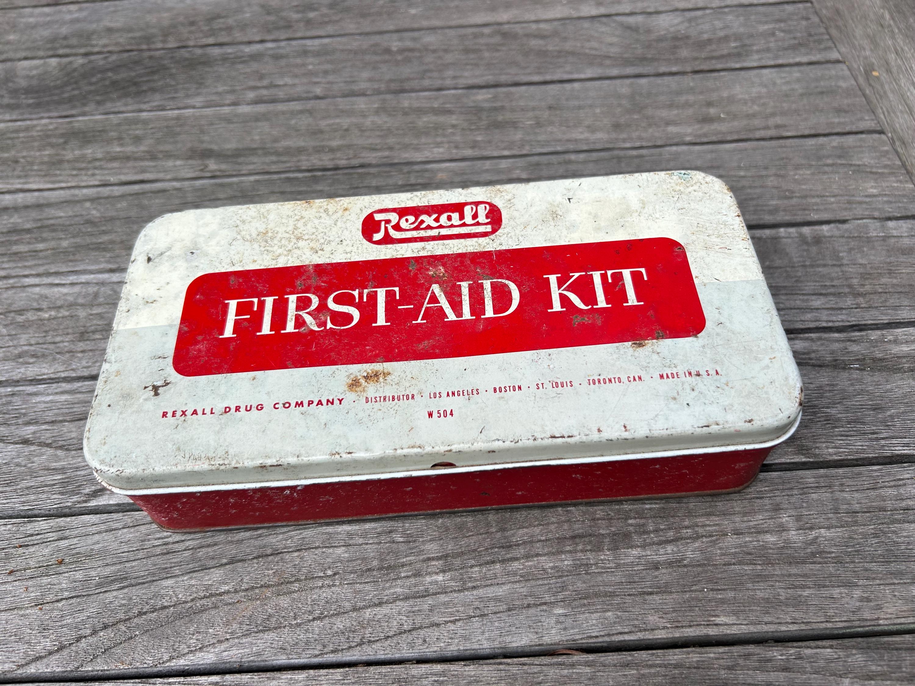 Vintage Rexall First Aid Kit: Rustic Red & White Decor - Etsy