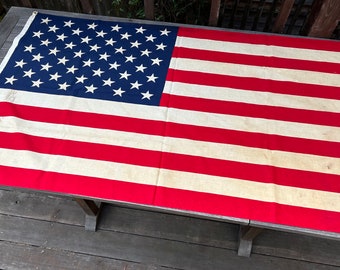 Drapeau américain rustique : coton vintage 50 étoiles (3 x 5 pi)