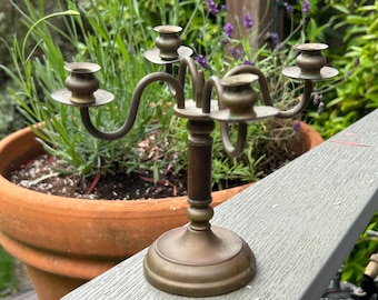 Mini candélabre vintage en laiton fabriqué en Suède, décoration rustique des années 1960