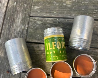 Lot de 3 cartouches de film ILFORD vintage 35 mm en aluminium