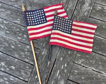 Vintage 48 Star Flag Parade Waving Flag Office Man Cave Decor
