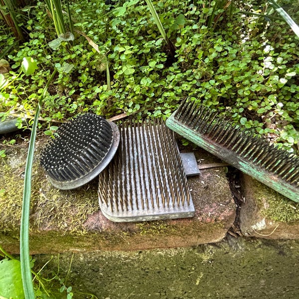Vintage Rustic Flower Frog Collection: Ikebana Kado Set of 3