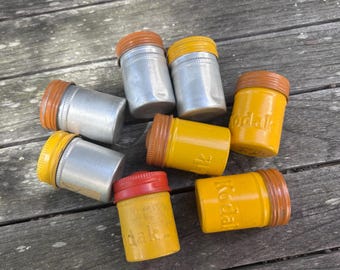 Vintage Kodak and Aluminum Film Canisters Upcycled Industrial Set of 8