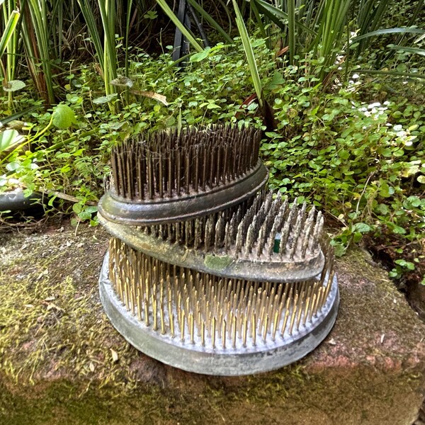 Vintage Rustic Flower Frog Collection: Ikebana Set of 3