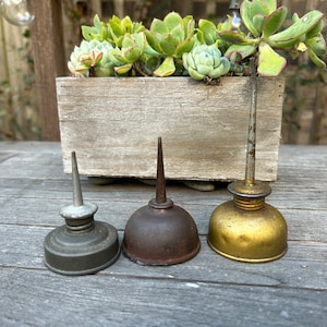 Vintage Mini Oil Can Trio Rustic Oil Cans Man Cave Garage Collectable