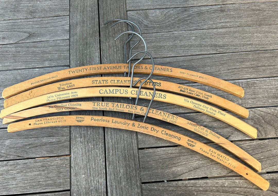 Vintage Wood Dry Cleaner Hangers Set of 5 Mens Retro Closet Etsy