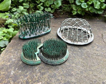 Vintage en épingle à cheveux lune et soleil ou ferme cage à grenouilles avec fleurs en fil de fer antique, arrangement floral, chic industriel, jardin rustique maison VOTRE CHOIX