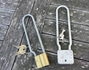 Vintage Bicycle Locks Yale or Master Lock No. 66, with Key, Retro Security, Collectable, Padlock with Key, Industrial Chic