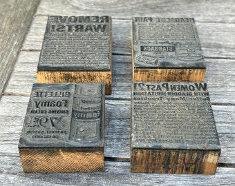 Vintage Advertising Letterpress Stamps: 1950s Printers Block Set