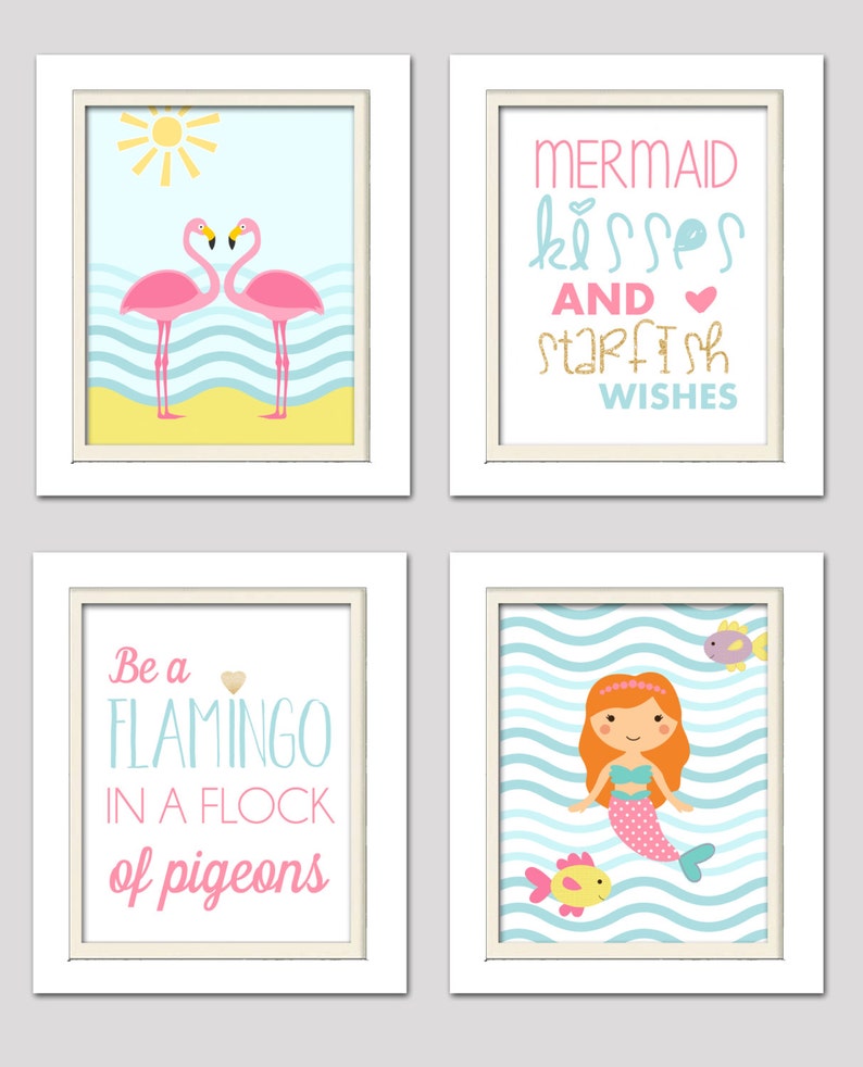 flamingo nursery decor Mermaid nursery flamingo nursery prints pink and gold nursery