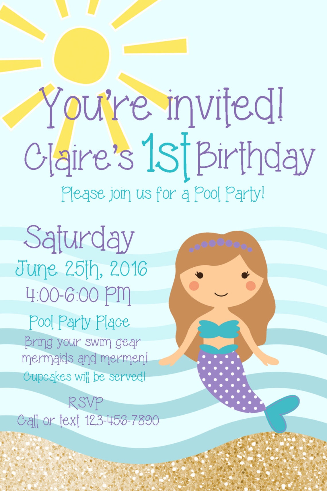 Mermaid Birthday Party Printable Mermaid Printable Mermaid - Etsy