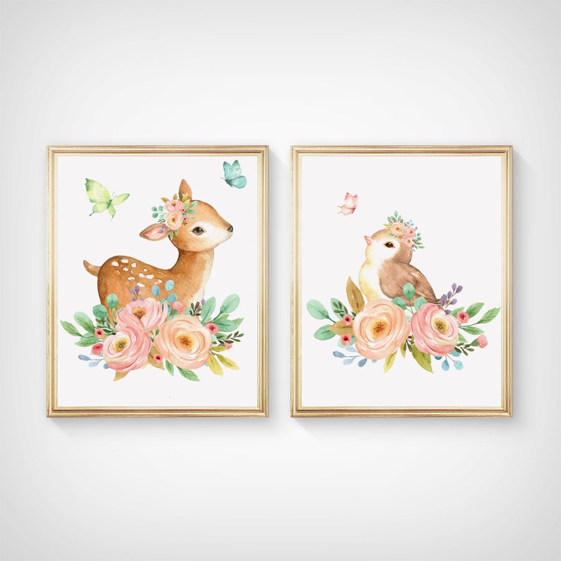 Boho Fox Nursery Decor Woodland Nursery Decor Girl Baby Etsy