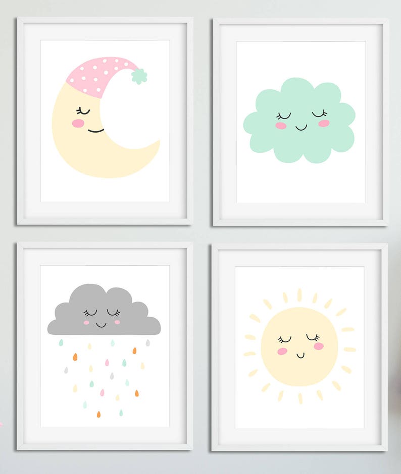 Cloud nursery decor You are my sunshine wall art Pink and Etsy
