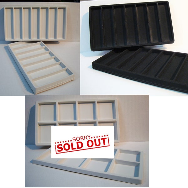 Insert Jewelry trays three different style flocked white or black trays, use for jewelry, crafts, beading, and more, Help save a cat/kitten