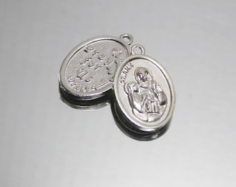 DIY Silver Plated Charm, Medal, Pendant Patron Saint Ann Help save a cat/kitten