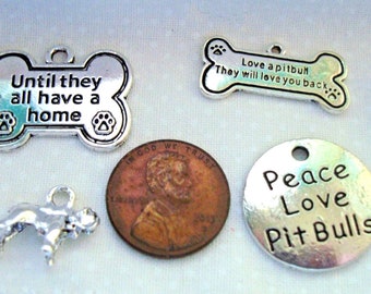 Pit bull and related DIY charms for bracelet Rescuers, Fosters, Owners, Lovers.  Help save a cat/kitten