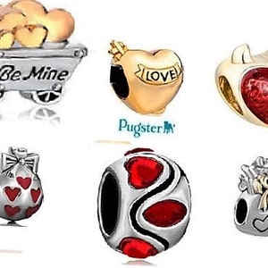 Authentic Pugster Brand European silver gold enamel crystal Valentine Day hearts devil love gift cart bag you pick Help Save a cat/kitten