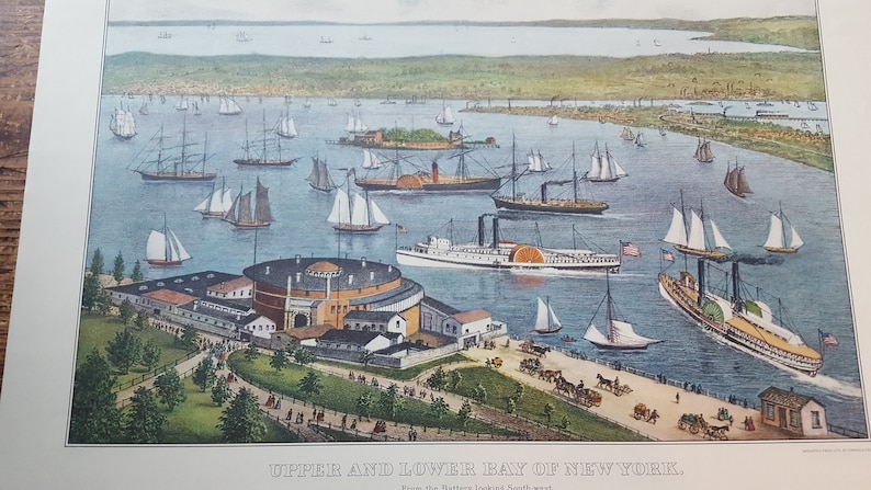 Upper and Lower Bay of New York a Currier and Ives print