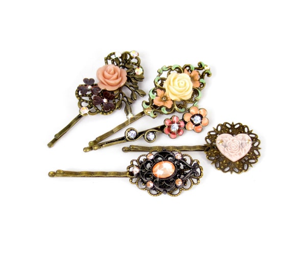 Romantic Hair Pins Victorian Hair Jewelry Floral Bobby Pins Etsy