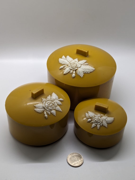 antique bakelite celluloid vanity dresser set vint