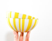 Pair of Cathrineholm Bright Yellow Striped Bowls // Small Scandinavian Bowls