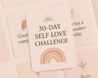 30-Day Self Love Challenge Cards Printable Self Care Cards Boho Mental Health Cards  Daily Wellness Challenge Digital Download