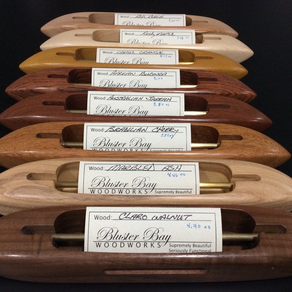 10" Closed Bottom Boat Shuttle - Choice of Exotic Wood - Bluster Bay Handweaving Tool