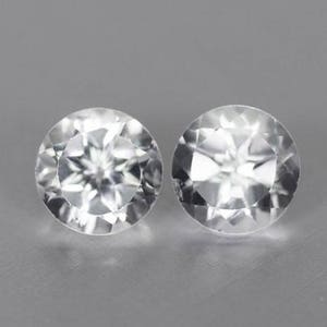 VVS 1.40ct Round Pair White Topaz 100% Natural Gemstone 5mm