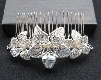 Handcrafted Floral Bridal Hair Comb with freshwater pearls. Bohemian with a touch of Romance.