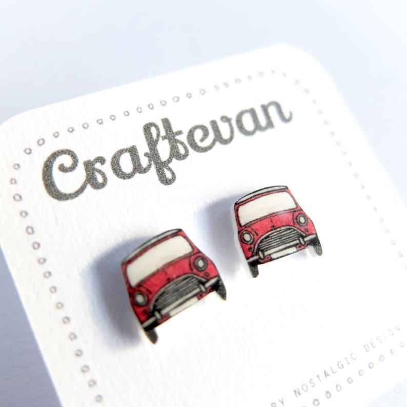 Classic mini cooper stud earrings in 8 colours image 1