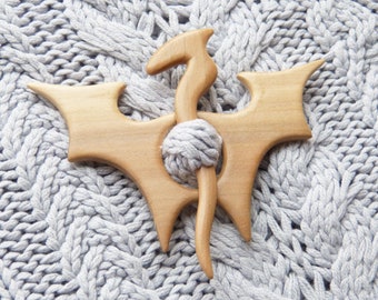 Wooden brooch for knitwear woomen, Dragon scarf pin, Shawl pin for knitted things, Animal shawl stick, Sweater clips, Hair stick, Fibula