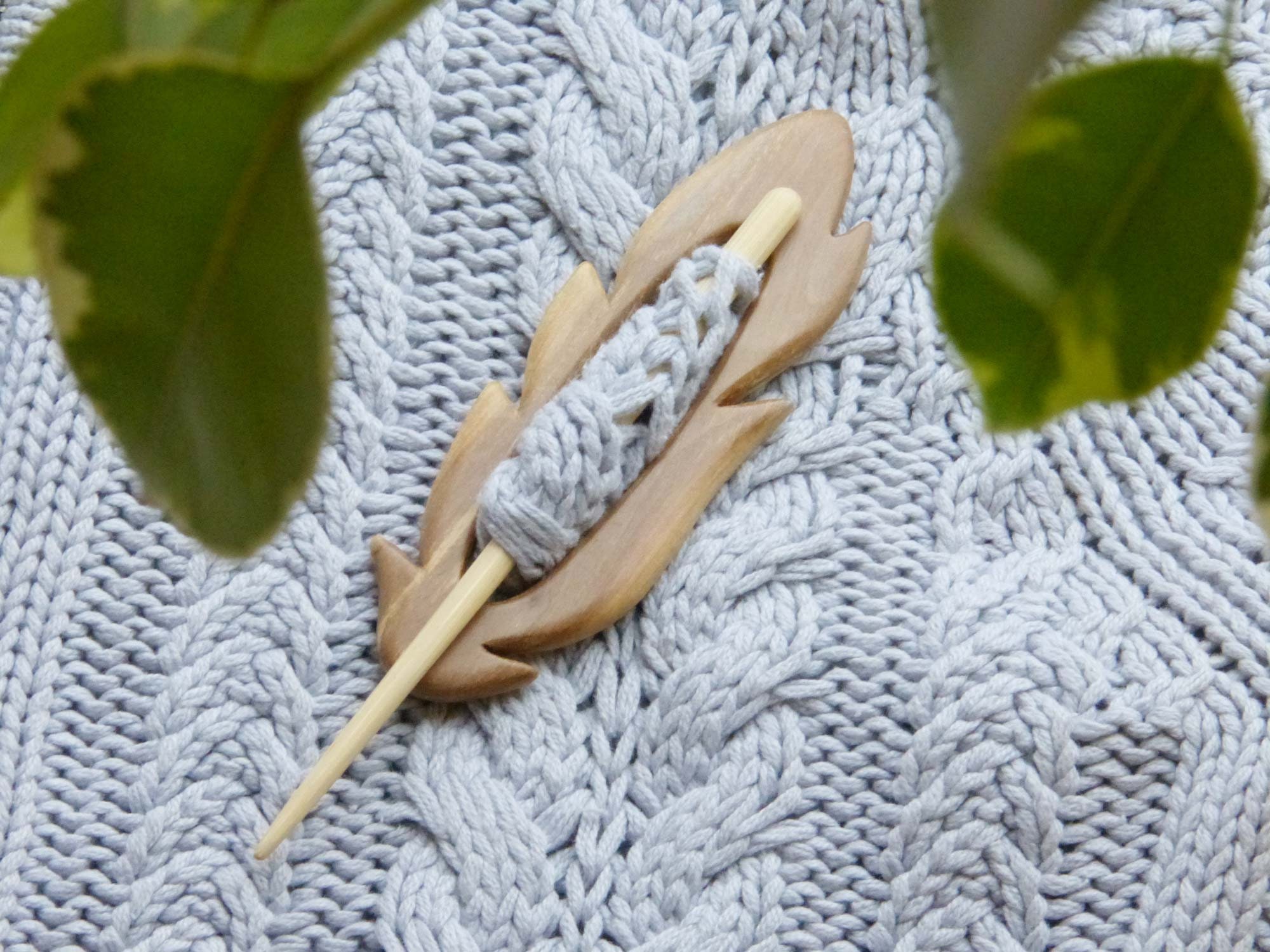 Wooden feather shawl pin Shawl stick Sweater clips Brooch Etsy