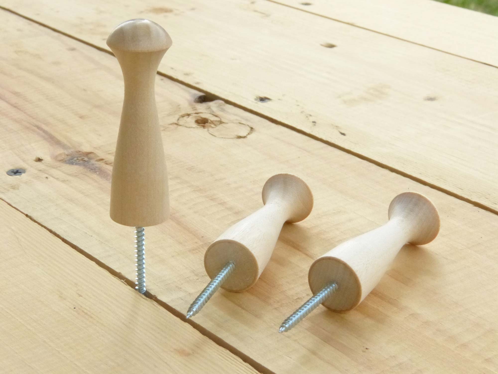 Wooden wall hooks set of 3 Unfinished wall hook Rustic towel Etsy