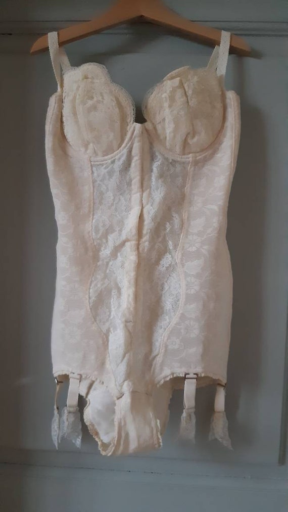 Vintage Bustier Body, Vintage Corset, White Retro