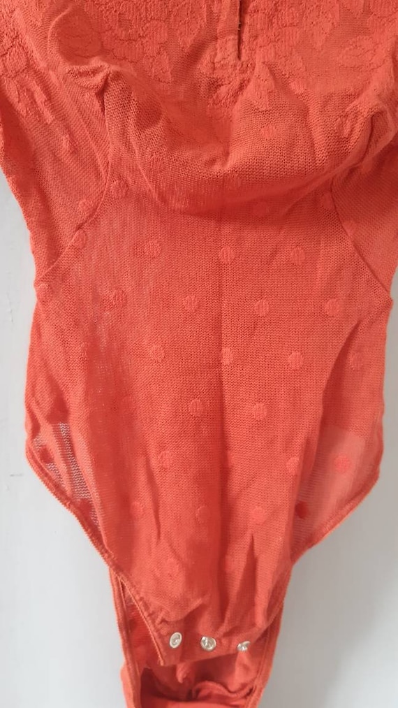 Vintage Bodysuit Lingerie, Brick Red, Rooses and … - image 2