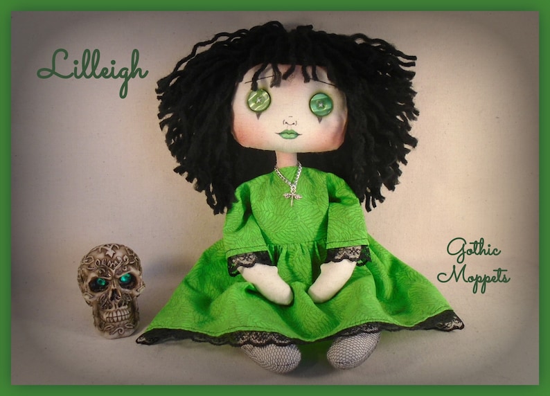quirky gift Gift for sister Gothic gift OOAK Collectable doll cloth doll, Gothic Doll Gothic decor Gothic Handmade Cloth Art Doll