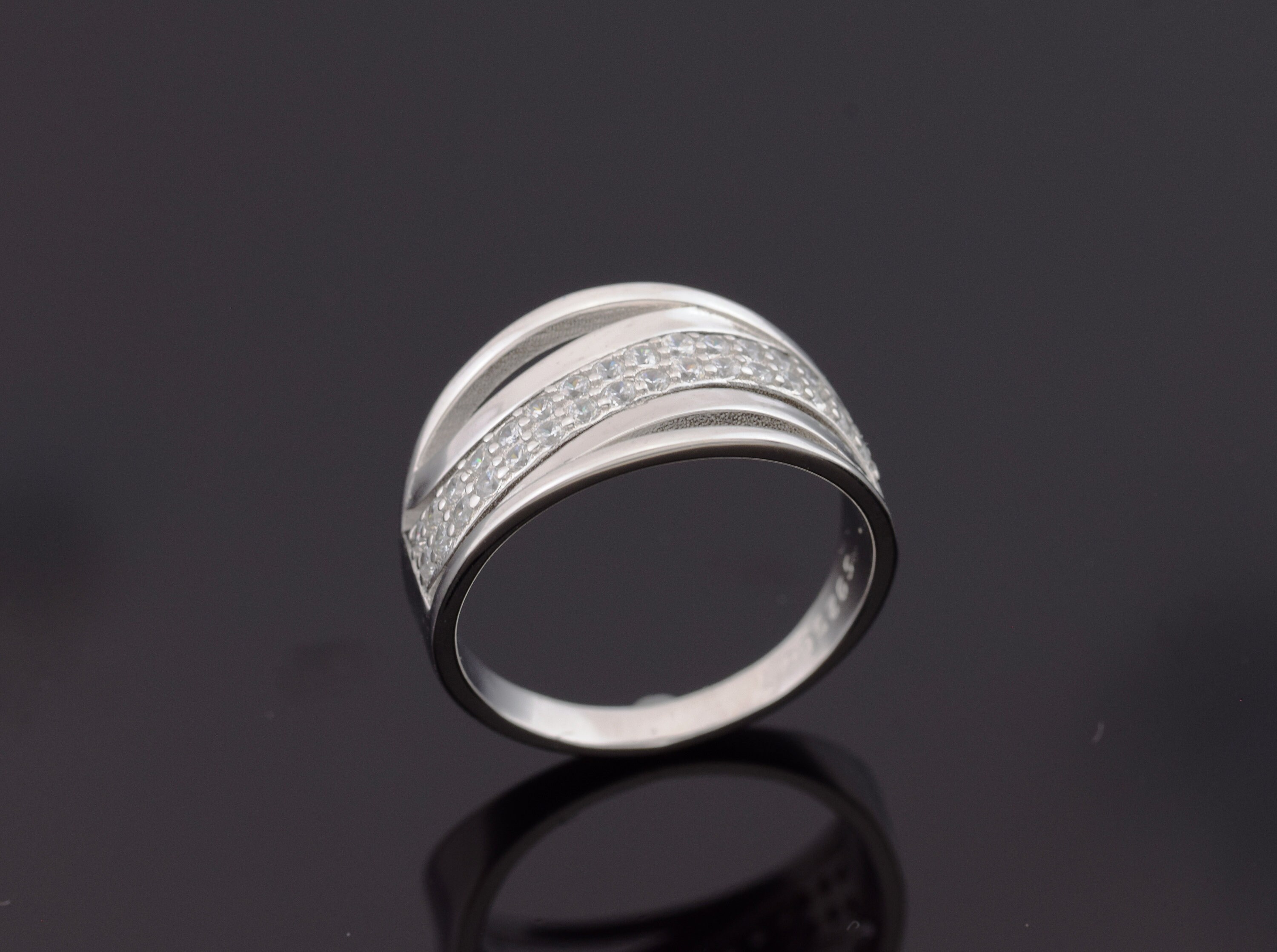 Single Decade Prayer Ring - 925 Sterling Silver With White Zircon, 17.5mm (0.69 Inch) - UK Size N, Adjustable Spiritual Jewelry - View #2