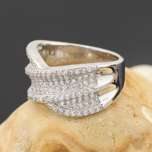 Silver (925) ring - with white zircon, band ring, white zircon ring, zircon wedding ring, gemstone ring, white gemstone ring, women ring
