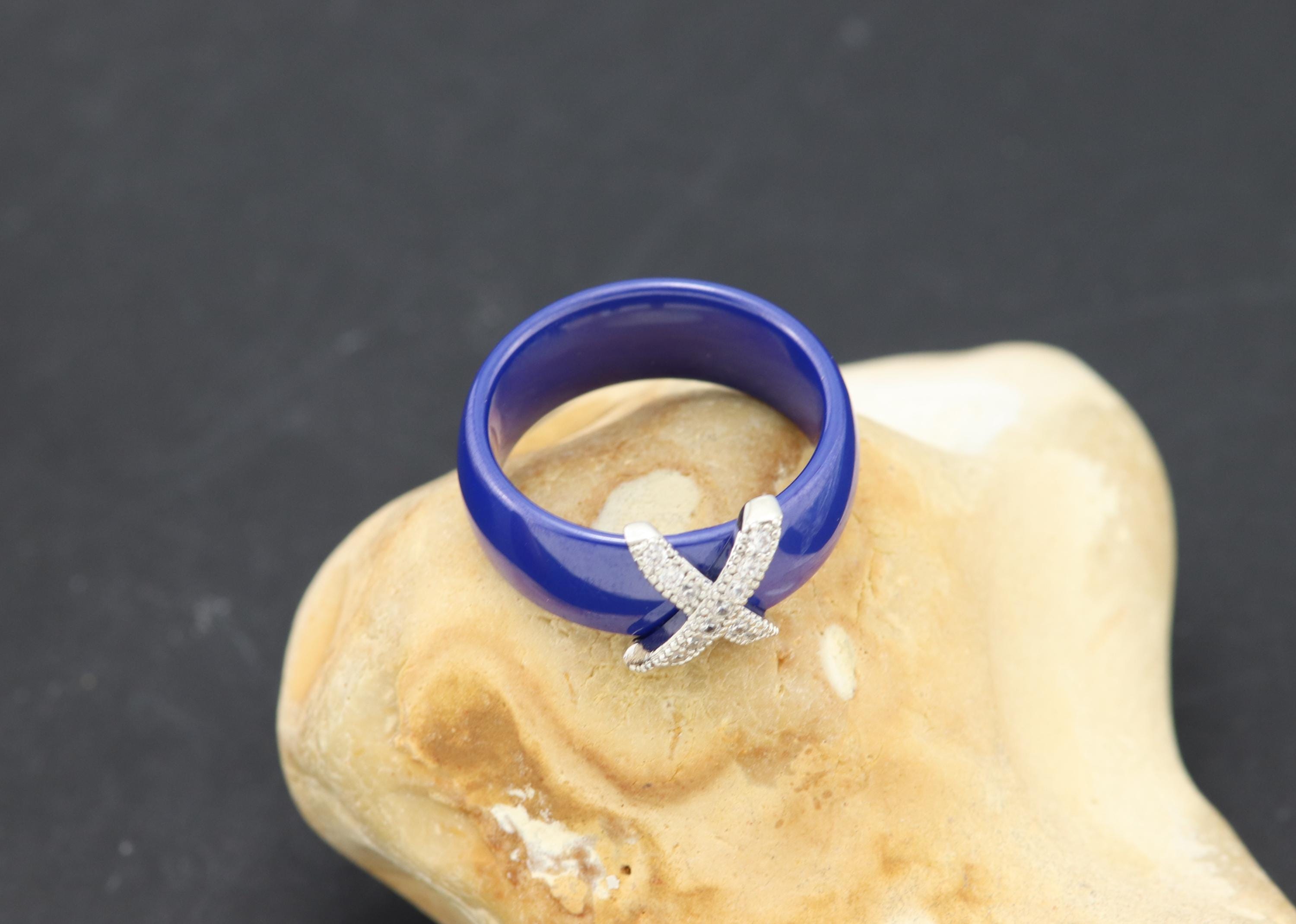 Blue Ceramic Wedding Ring: Elegant Ceramic Band - Etsy