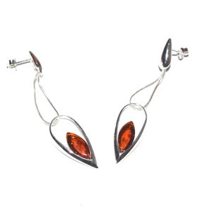 Sterling silver and natural baltic amber earrings, amber drop earrings, amber dangle earrings, sterling silver earrings, gemstone earrings